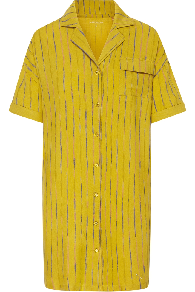  Женское домашнее короткое платье-рубашка в полоску  1