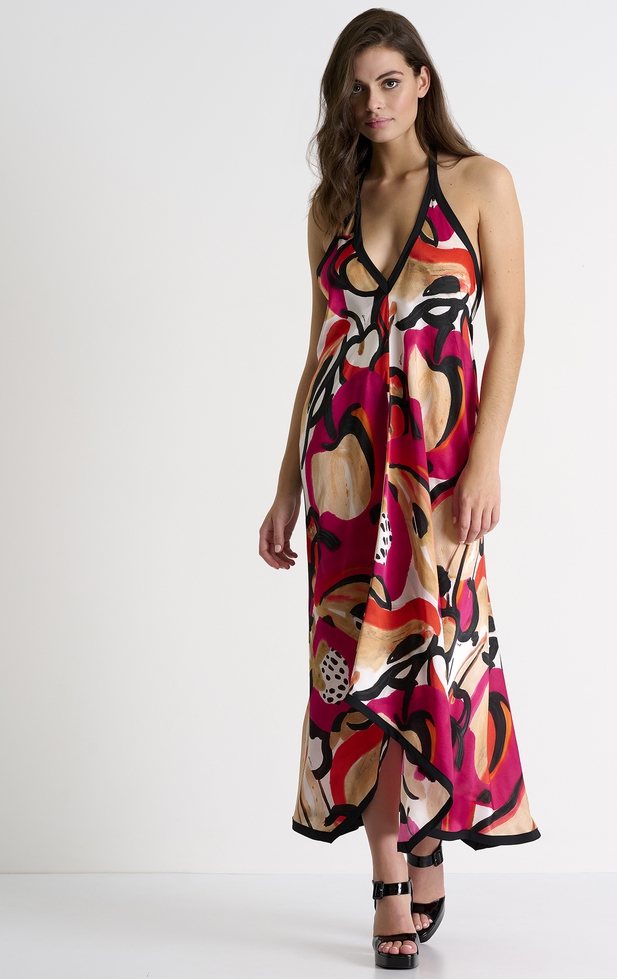 Пляжное шелковое длинное платье 1