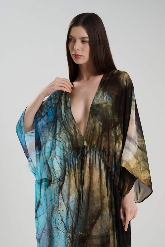 Длинное платье из шёлка с принтом  3