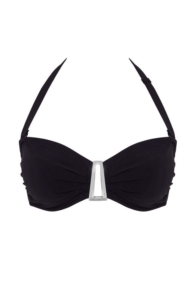 Чёрный купальный лиф-бандо с мягкими чашками 6