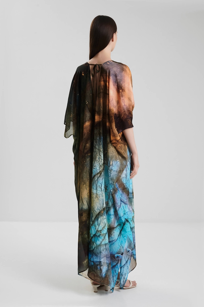 Длинное платье из шёлка с принтом  2