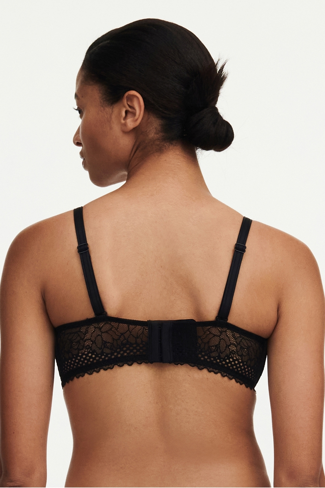 Черный кружевной бюстгальтер  с плотными чашками без косточек 2