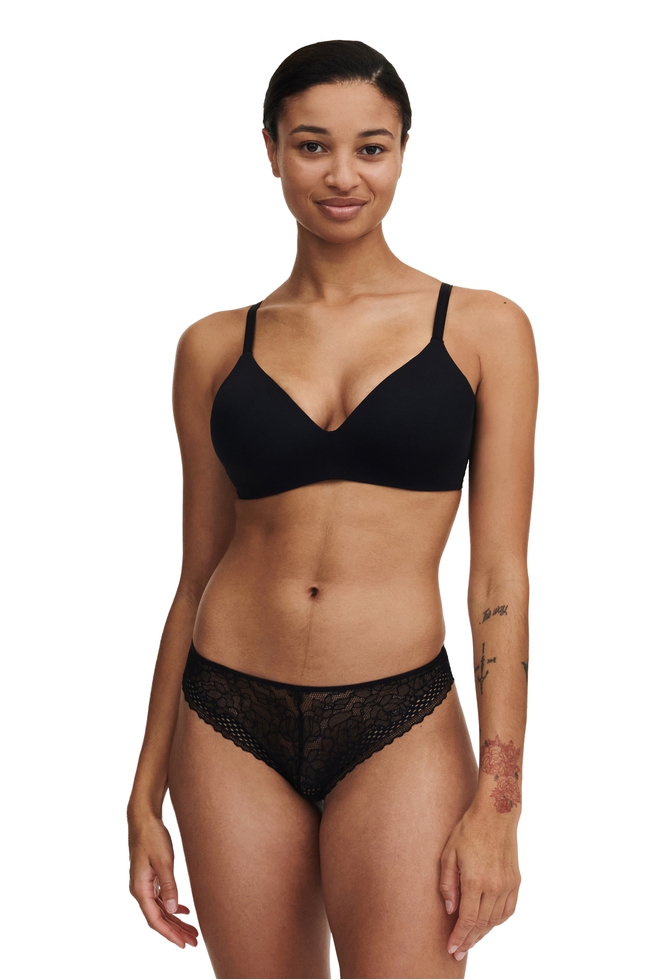 Черный кружевной бюстгальтер  с плотными чашками без косточек 4