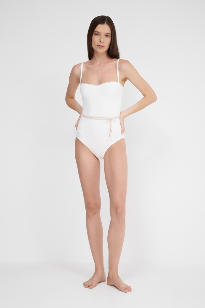Слитный белый купальник с мягкими чашками 4