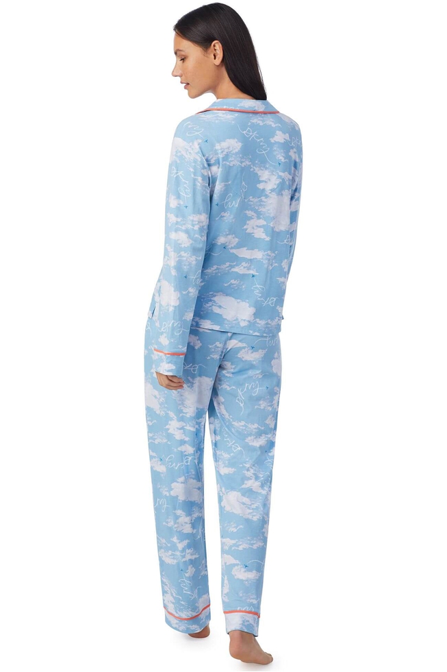 Женская синяя пижама с брюками 2