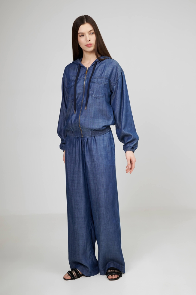 Женские широкие синие брюки 3