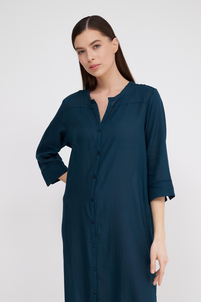 Пляжное хлопковое синее платье 3