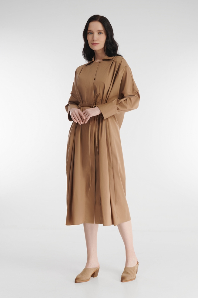 Хлопковое платье миди с укороченными рукавами 1