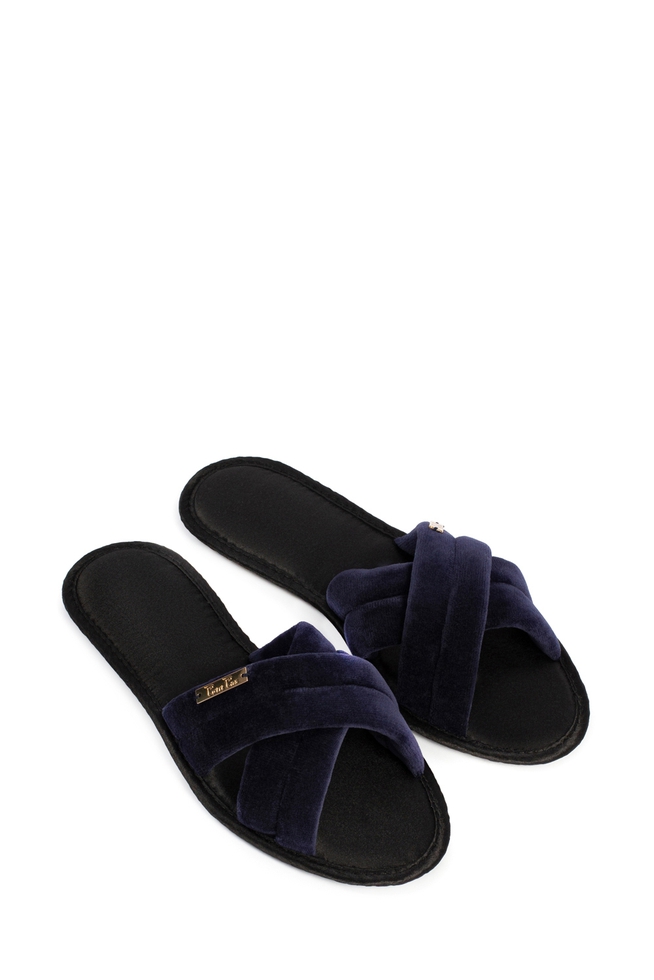  Женские синие домашние тапочки  2