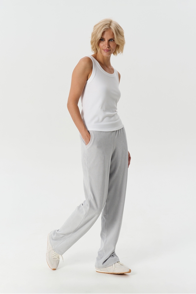 Женский домашние серые брюки в рубчик  7