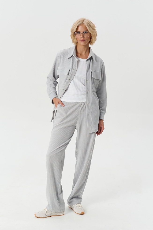  Женский домашние серые брюки в рубчик  2