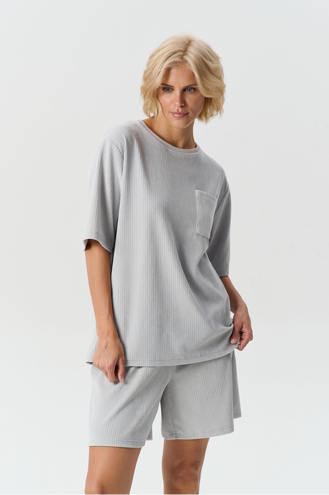  Домашние серые шорты в рубчик  3