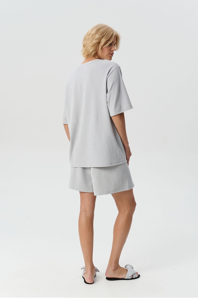  Домашние серые шорты в рубчик  2