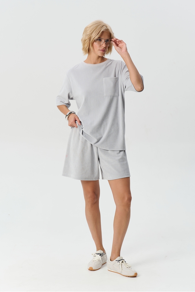  Домашние серые шорты в рубчик  10