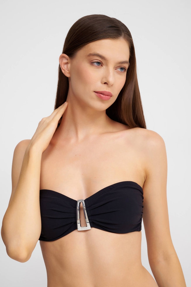 Чёрный купальный лиф-бандо с мягкими чашками 3