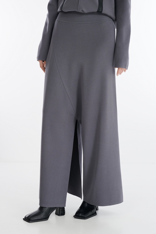 Женские серые широкие брюки 1