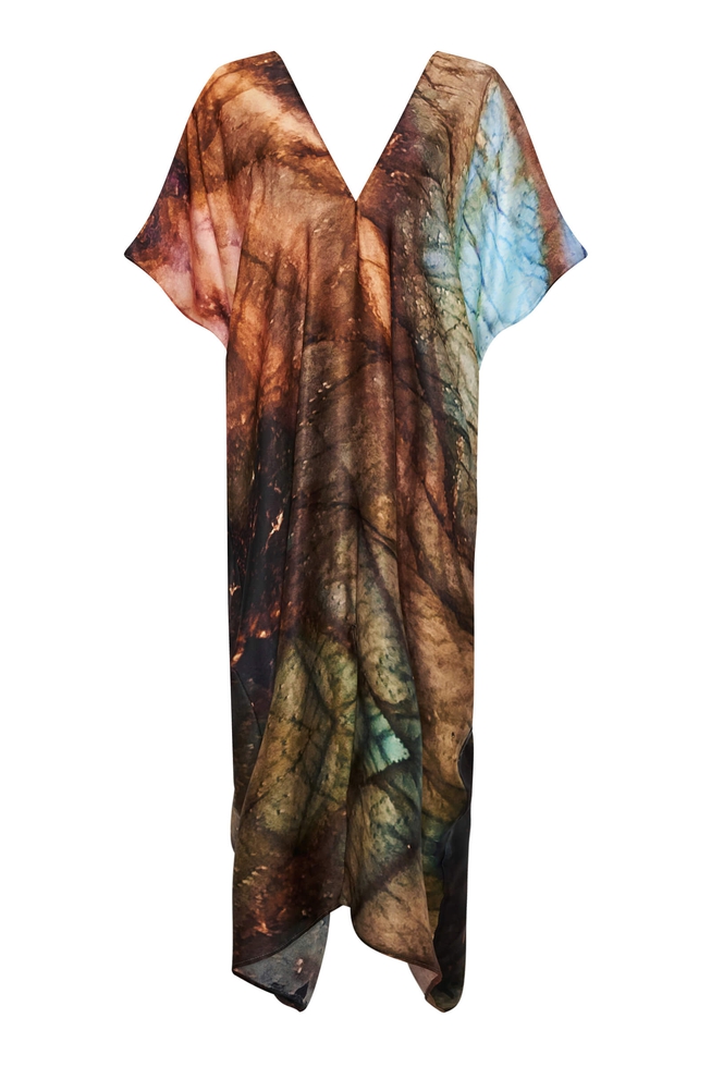 Длинное шёлковое платье с принтом  5