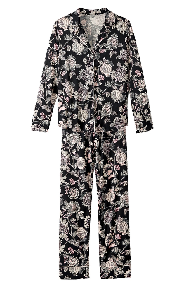 Женская чёрная пижама с брюками 3