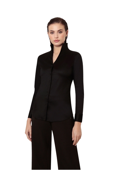  Черная блузка с длинным рукавом  Camicissima SAMANTHASSP07 купить в интернет-магазине Bestelle фото 3