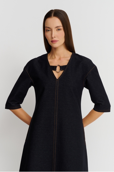 Синее платье миди с короткими рукавами Max Mara Leisure BELLUNO 242662606 купить в интернет-магазине Bestelle фото 4