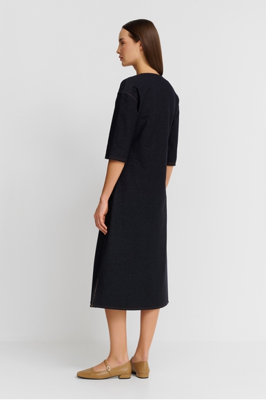 Синее платье миди с короткими рукавами Max Mara Leisure BELLUNO 242662606 купить в интернет-магазине Bestelle фото 3