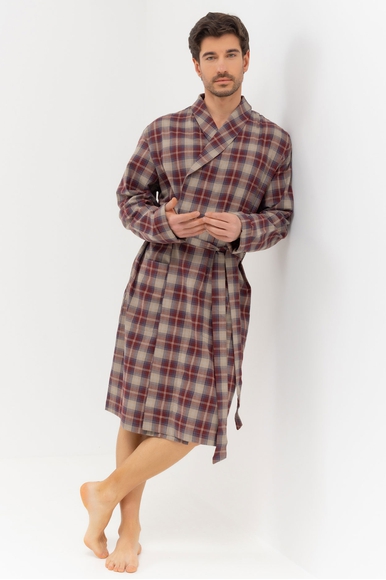 Мужской хлопковый халат в клетку Hanro 075729 купить в интернет-магазине Bestelle фото 1