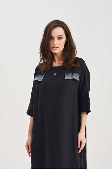  Длинное льняное платье со стразами  Daniela Drei 1426 купить в интернет-магазине Bestelle фото 3