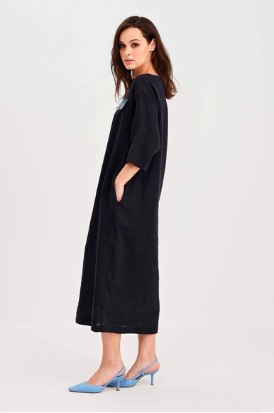  Длинное льняное платье со стразами  Daniela Drei 1426 купить в интернет-магазине Bestelle фото 2