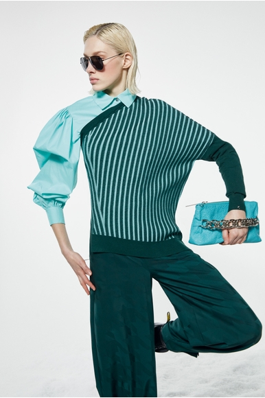 Джемпер в полоску с одним рукавом Oblique Creations I2015144MA/SM купить в интернет-магазине Bestelle фото 1