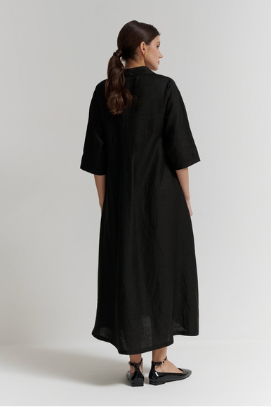  Длинное черное льняное платье  Daniela Drei 1621 купить в интернет-магазине Bestelle фото 2