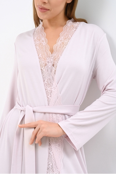 Женский домашний длинный халат с кружевом Petit Pas 101044 купить в интернет-магазине Bestelle фото 3