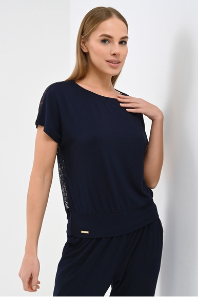 Женская домашняя футболка-топ с кружевом Petit Pas 101047 купить в интернет-магазине Bestelle фото 1