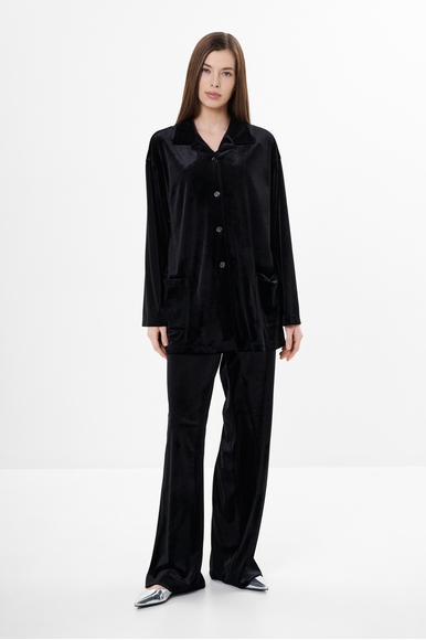  Черная блузка с длинным рукавом из велюра  Luisa Viola 5314F000775N купить в интернет-магазине Bestelle фото 3