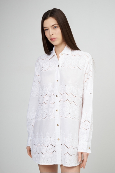 Белая блузка с длинным рукавом Melissa Odabash Orla AB купить в интернет-магазине Bestelle фото 1