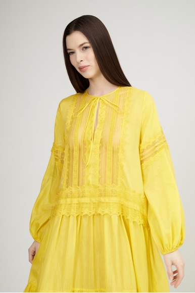 Жёлтое длинное платье  Ermanno Scervino D464Q620RUQ купить в интернет-магазине Bestelle фото 3