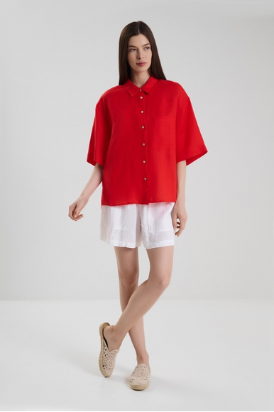 Льняная блузка с коротким рукавом Norveg 23LWSO3CN купить в интернет-магазине Bestelle фото 3
