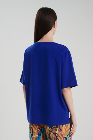 Женская синяя футболка из хлопка Petit Pas 101084 купить в интернет-магазине Bestelle фото 2