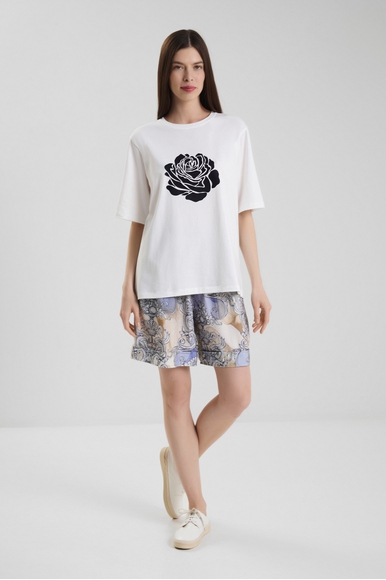 Женская белая футболка из хлопка с принтом Petit Pas 101084 купить в интернет-магазине Bestelle фото 3