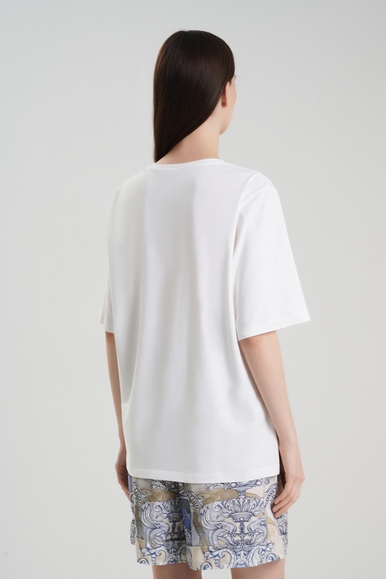 Женская белая футболка из хлопка с принтом Petit Pas 101084 купить в интернет-магазине Bestelle фото 2