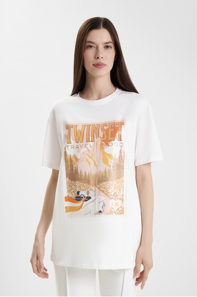 Женская хлопковая футболка TWINSET U&B 231LL2RAA купить в интернет-магазине Bestelle фото 1