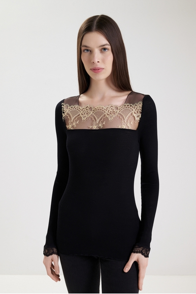 Женский черный домашний топ из шерсти с кружевом Lise Charmel ANJ2113 купить в интернет-магазине Bestelle фото 1