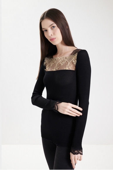 Женский черный домашний топ из шерсти с кружевом Lise Charmel ANJ2113 купить в интернет-магазине Bestelle фото 2