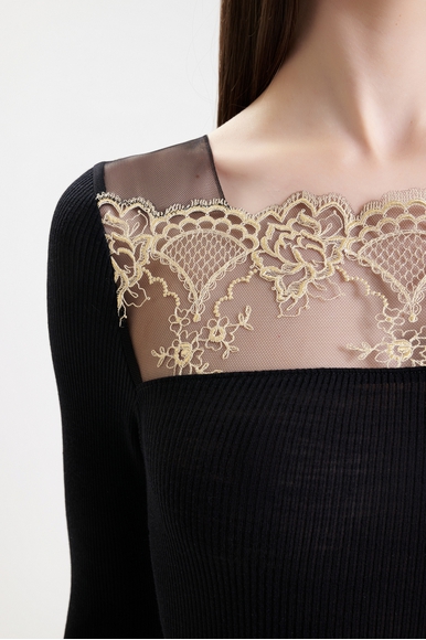 Женский черный домашний топ из шерсти с кружевом Lise Charmel ANJ2113 купить в интернет-магазине Bestelle фото 4