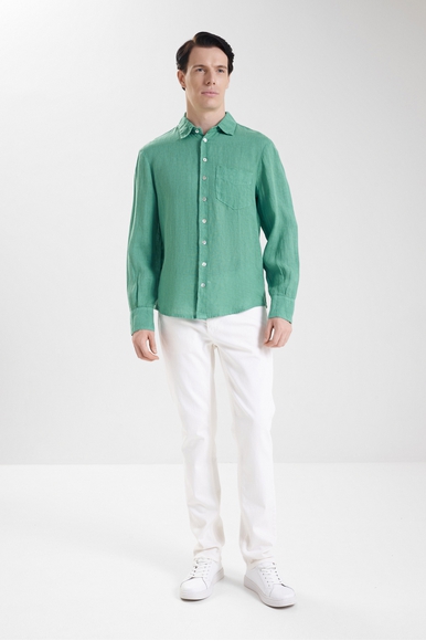 Мужская льняная рубашка с карманом  La Fabbrica Del Lino ES600 купить в интернет-магазине Bestelle фото 3