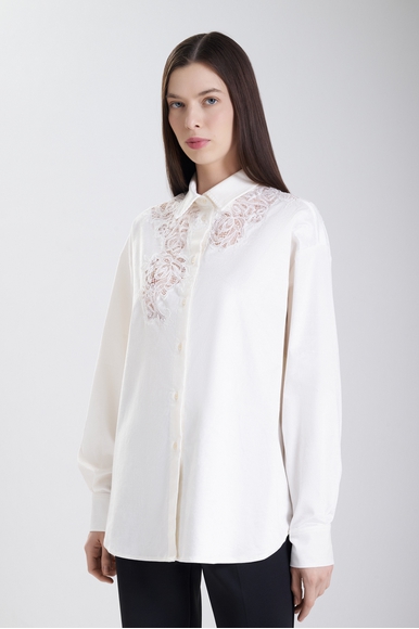  Белая блузка с кружевом  Ermanno Scervino D474K700VWZ купить в интернет-магазине Bestelle фото 1