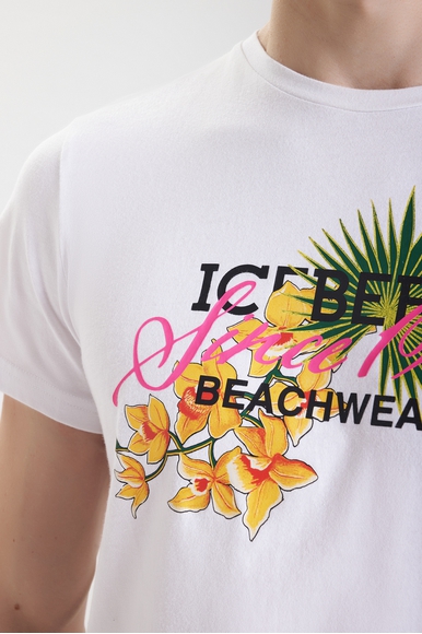  Мужская белая футболка из хлопка ICEBERG ICE3MTS02 купить в интернет-магазине Bestelle фото 4