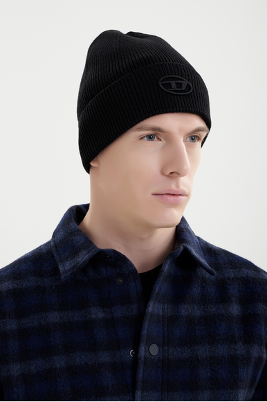 Мужская черная шапка из шерсти с хлопком Diesel A040920DAOB купить в интернет-магазине Bestelle фото 4