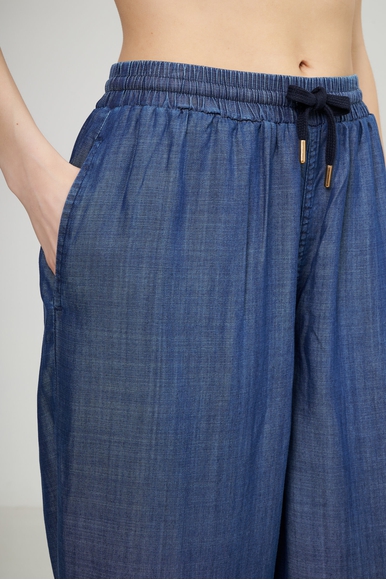 Женские широкие синие брюки TWINSET U&B 251LL2DEE купить в интернет-магазине Bestelle фото 4