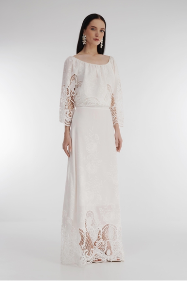 Белая длинная юбка с кружевом Milva Mi 2504 купить в интернет-магазине Bestelle фото 4