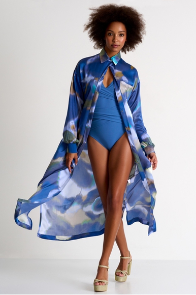 Пляжное синее платье из шелка Shan 52421-84 купить в интернет-магазине Bestelle фото 1